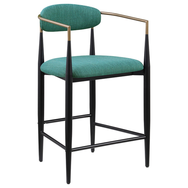 Coaster Furniture Tina 121185 Metal Counter Height Bar Stool with Upholstered Back and Seat - Green IMAGE 1