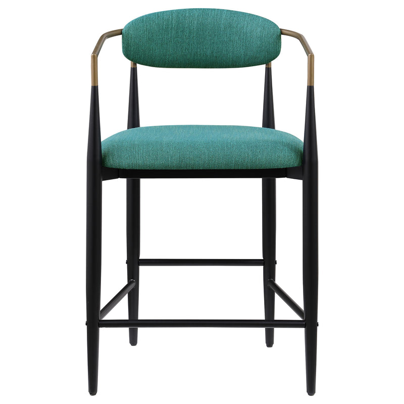 Coaster Furniture Tina 121185 Metal Counter Height Bar Stool with Upholstered Back and Seat - Green IMAGE 2