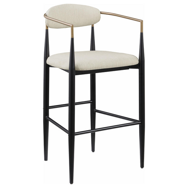 Coaster Furniture Tina 121187 Metal Pub Height Bar Stool with Upholstered Back and Seat - Beige IMAGE 1
