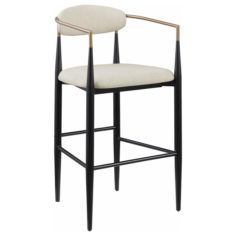 Coaster Furniture Tina 121187 Metal Pub Height Bar Stool with Upholstered Back and Seat - Beige IMAGE 1