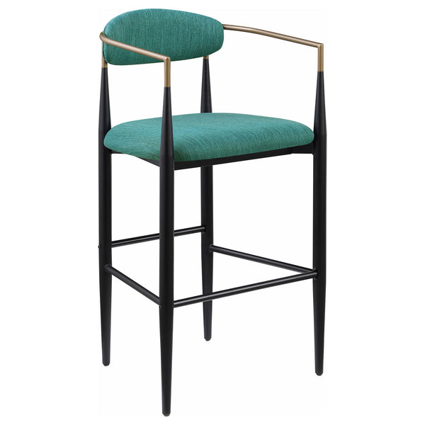 Coaster Furniture Tina 121188 Metal Pub Height Bar Stool with Upholstered Back and Seat - Green IMAGE 1
