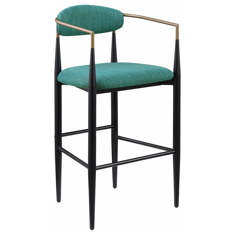 Coaster Furniture Tina 121188 Metal Pub Height Bar Stool with Upholstered Back and Seat - Green IMAGE 1