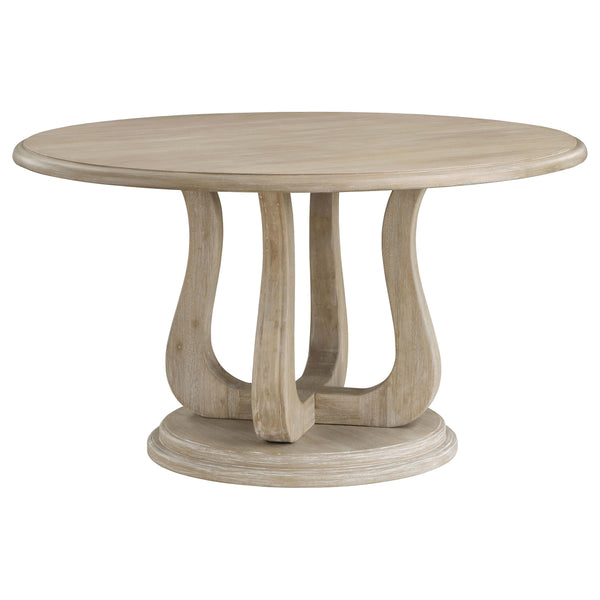 Coaster Furniture Trofello 123120 Round Dining Table With Curved Pedestal Base - White Washed IMAGE 1