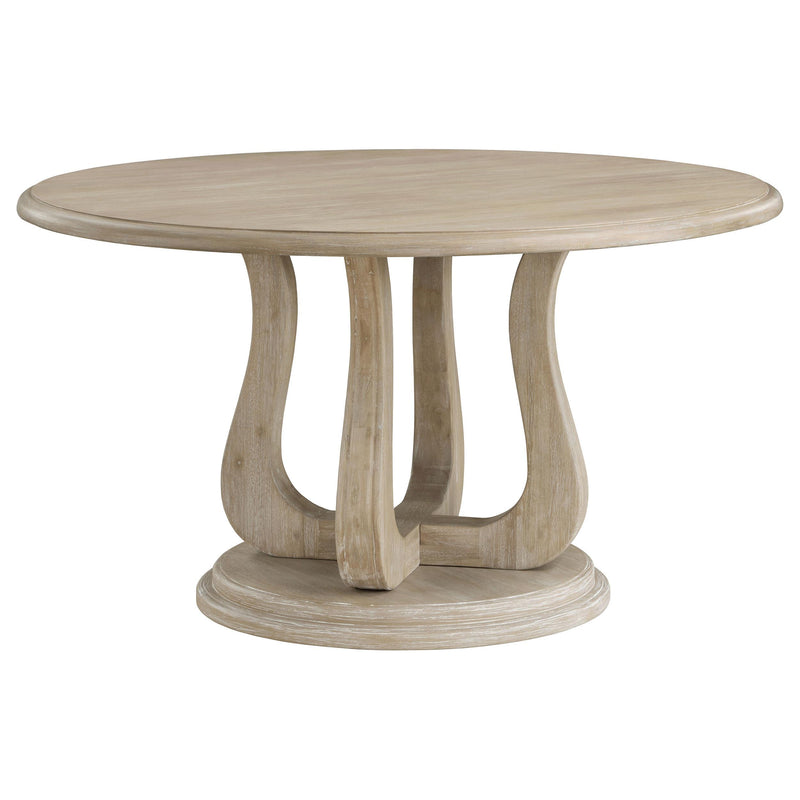 Coaster Furniture Trofello 123120 Round Dining Table With Curved Pedestal Base - White Washed IMAGE 1
