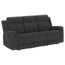 Coaster Furniture Brentwood 610284 Upholstered Motion Reclining Sofa - Black IMAGE 1