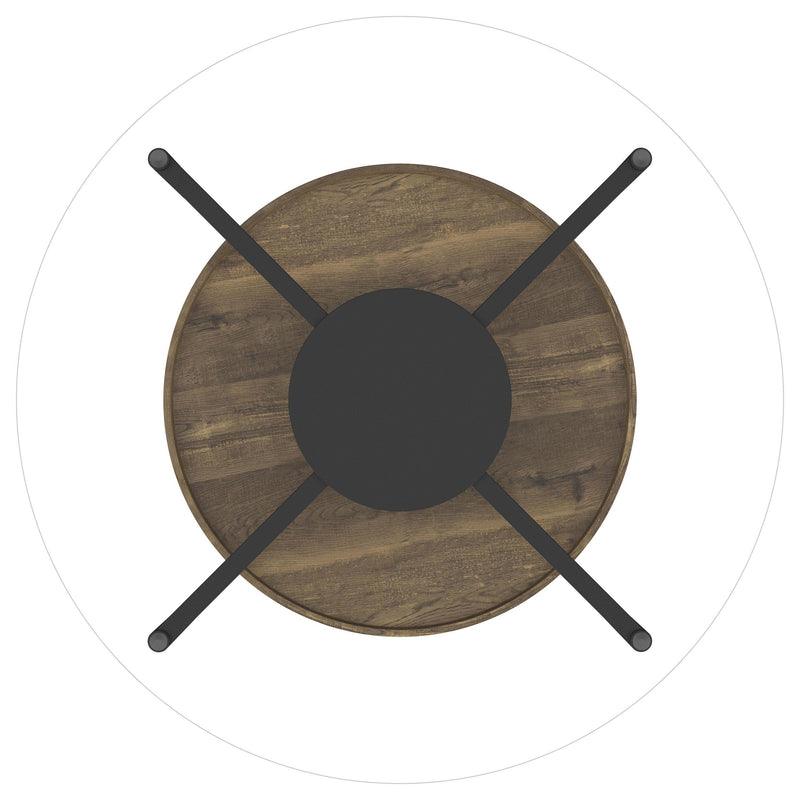 Coaster Furniture Delfin 721618 Round Glass Top Coffee Table - Black and Brown IMAGE 4