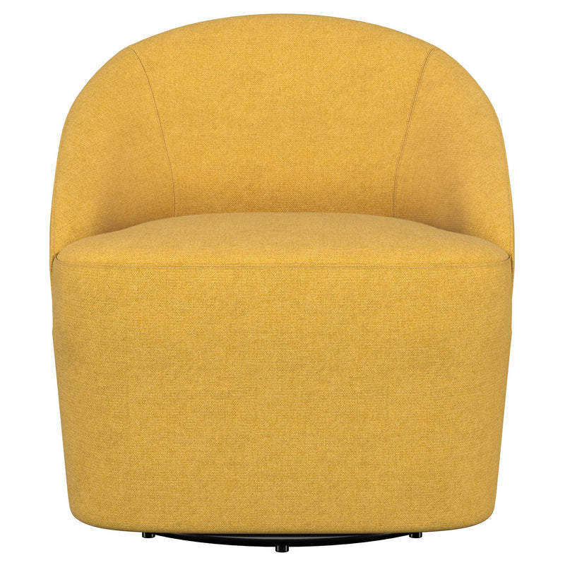 Coaster Furniture Leon 903076 Upholstered Barrel Accent Swivel Chair - Mustard Yellow IMAGE 2