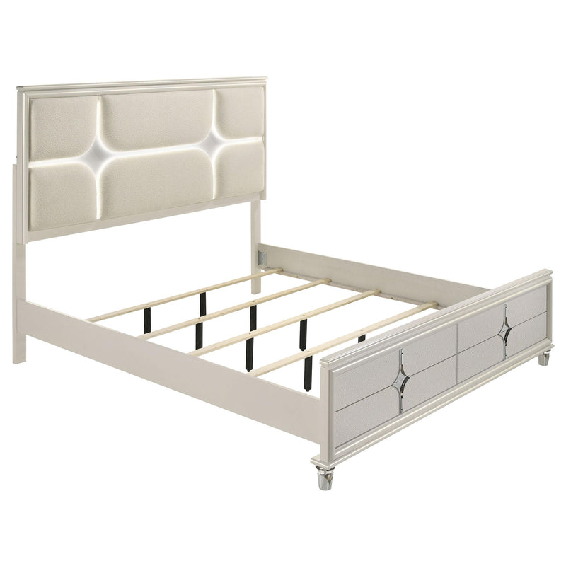 Coaster Furniture Olivia 224951KE King Panel Bed LED Headboard - Pearl White IMAGE 3