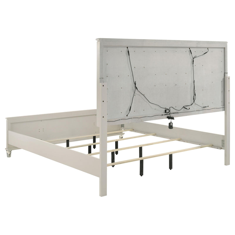 Coaster Furniture Olivia 224951KE King Panel Bed LED Headboard - Pearl White IMAGE 4