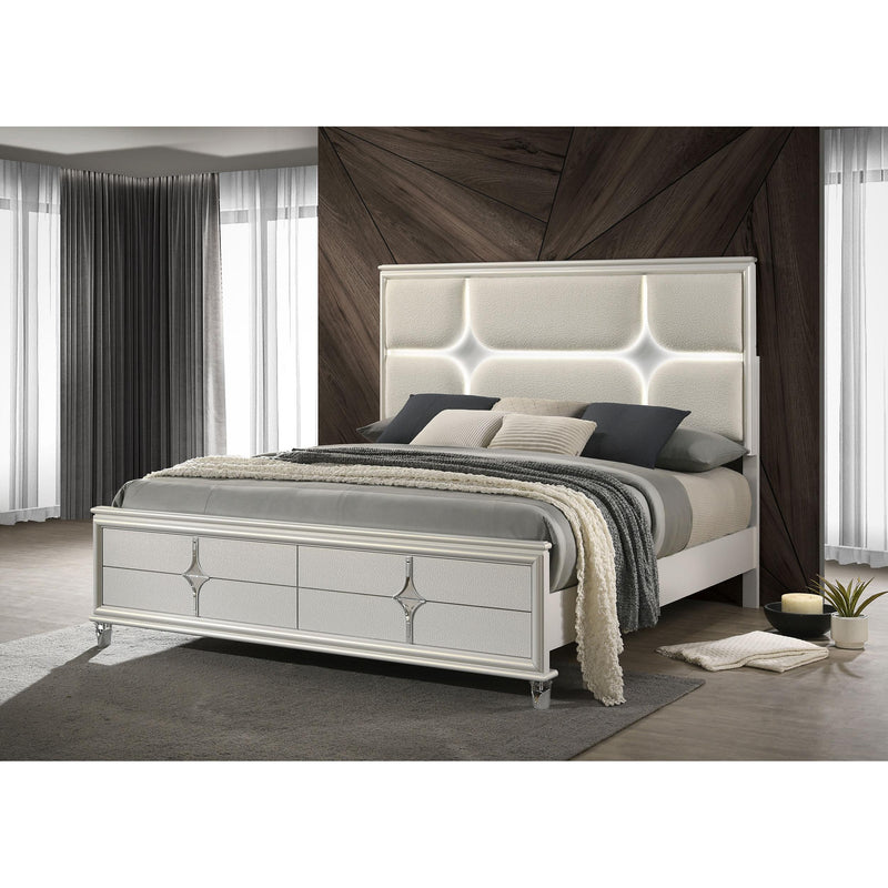 Coaster Furniture Olivia 224951KE King Panel Bed LED Headboard - Pearl White IMAGE 6