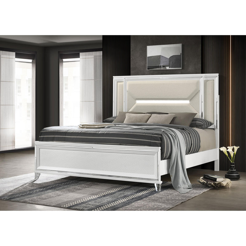 Coaster Furniture Marmore 224961KE 64-inch King Panel Bed LED Headboard - White IMAGE 2