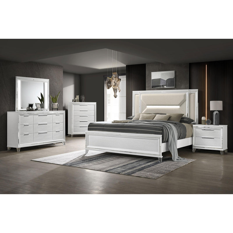 Coaster Furniture Marmore 224961KE 64-inch King Panel Bed LED Headboard - White IMAGE 5