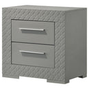 Coaster Furniture Ives 224972 2-drawer Nightstand Bedside Table - Grey High Gloss IMAGE 4