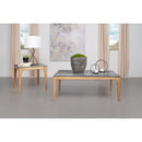 Coaster Furniture Polaris 707857 Rectangular End Table with Marble-like Top - Teramo and Light Oak IMAGE 4