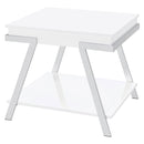 Coaster Furniture Marcia 708157 Wood Rectangular End Table - White High Gloss/Chrome IMAGE 4