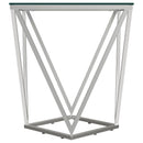 Coaster Furniture Brittania 709737 Square Glass Top Geometric End Table - Nickel IMAGE 5