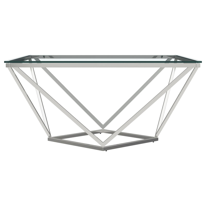 Coaster Furniture Brittania 709738 Square Glass Top Geometric Coffee Table - Nickel IMAGE 3