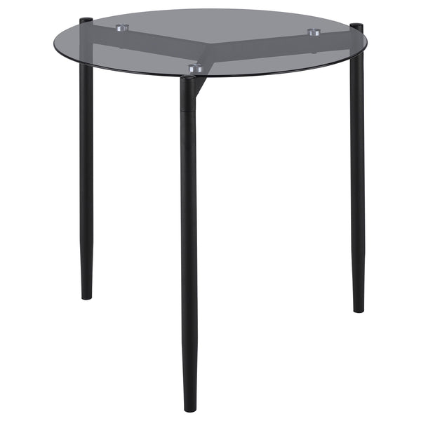 Coaster Furniture Rosalie 710167 Round Smoked Glass Top End Table - Sandy Black IMAGE 1