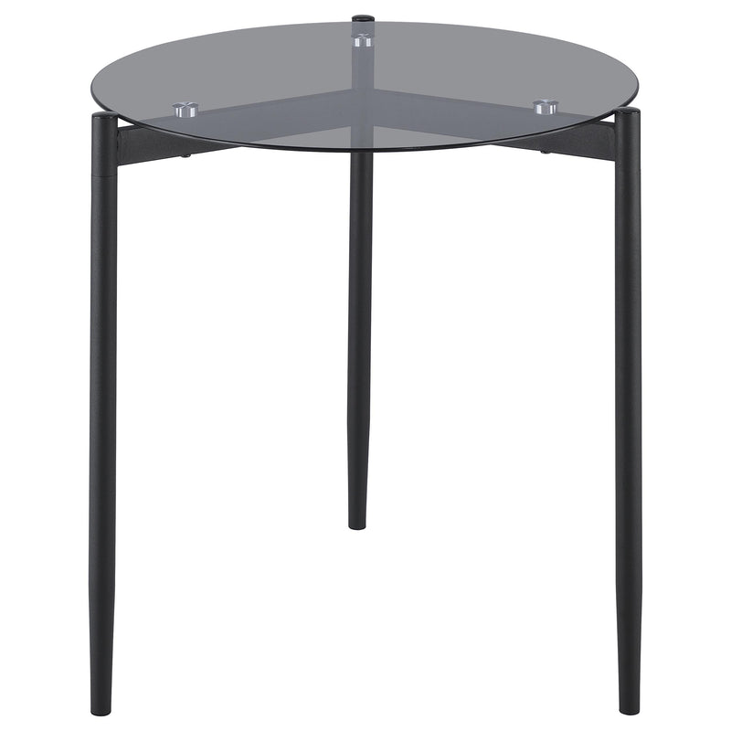 Coaster Furniture Rosalie 710167 Round Smoked Glass Top End Table - Sandy Black IMAGE 3
