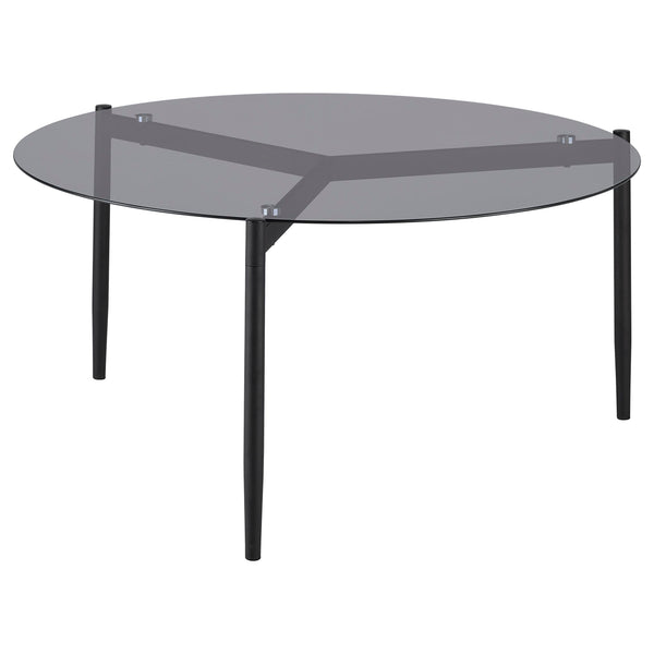 Coaster Furniture Rosalie 710168 Round Smoked Glass Top Coffee Table - Sandy Black IMAGE 1