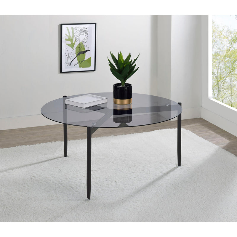 Coaster Furniture Rosalie 710168 Round Smoked Glass Top Coffee Table - Sandy Black IMAGE 2