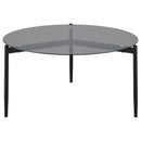 Coaster Furniture Rosalie 710168 Round Smoked Glass Top Coffee Table - Sandy Black IMAGE 3