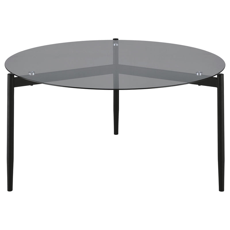 Coaster Furniture Rosalie 710168 Round Smoked Glass Top Coffee Table - Sandy Black IMAGE 3