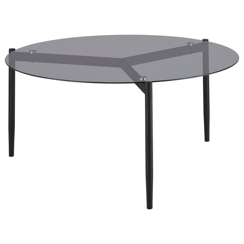 Coaster Furniture Rosalie 710168 Round Smoked Glass Top Coffee Table - Sandy Black IMAGE 4
