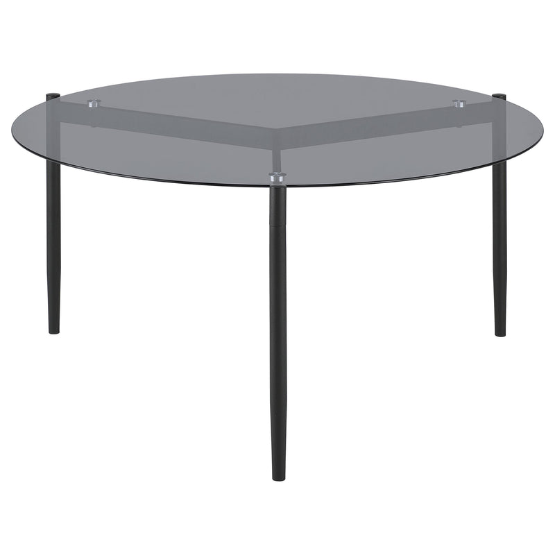 Coaster Furniture Rosalie 710168 Round Smoked Glass Top Coffee Table - Sandy Black IMAGE 5