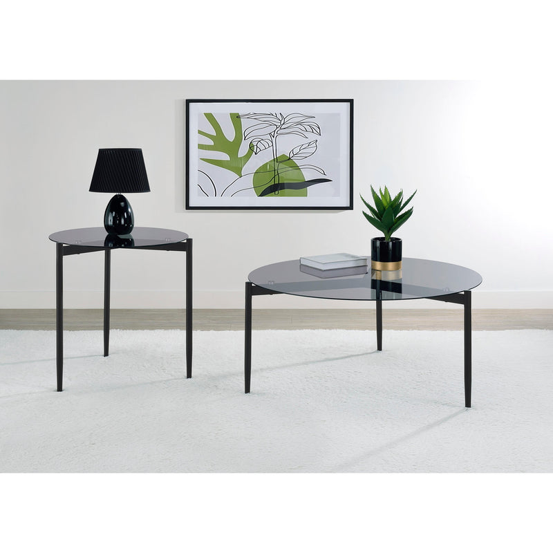 Coaster Furniture Rosalie 710168 Round Smoked Glass Top Coffee Table - Sandy Black IMAGE 6