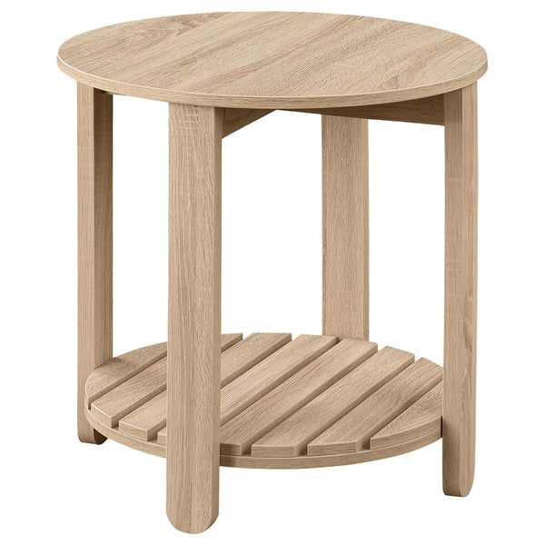 Coaster Furniture Fowler 710287 1-shelf Round Engineered Wood Side End Table - Natural IMAGE 1