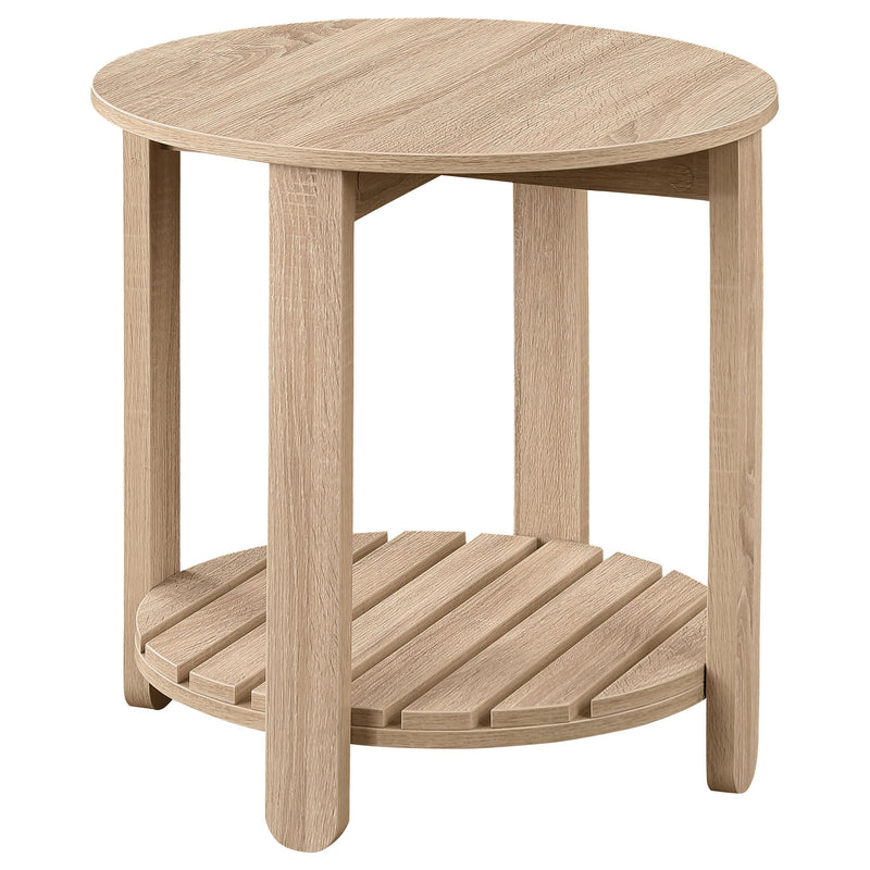 Coaster Furniture Fowler 710287 1-shelf Round Engineered Wood Side End Table - Natural IMAGE 1