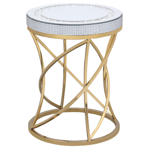 Coaster Furniture Elise 710367 Round Mirror Top Stainless Steel End Table - Gold IMAGE 1