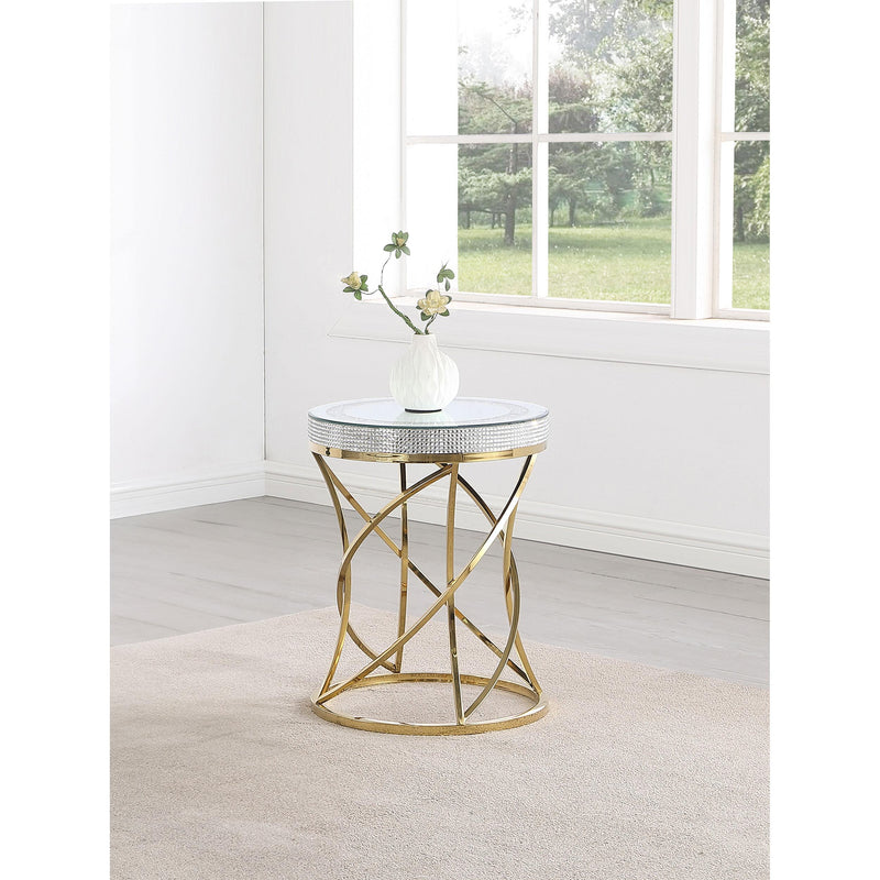Coaster Furniture Elise 710367 Round Mirror Top Stainless Steel End Table - Gold IMAGE 2