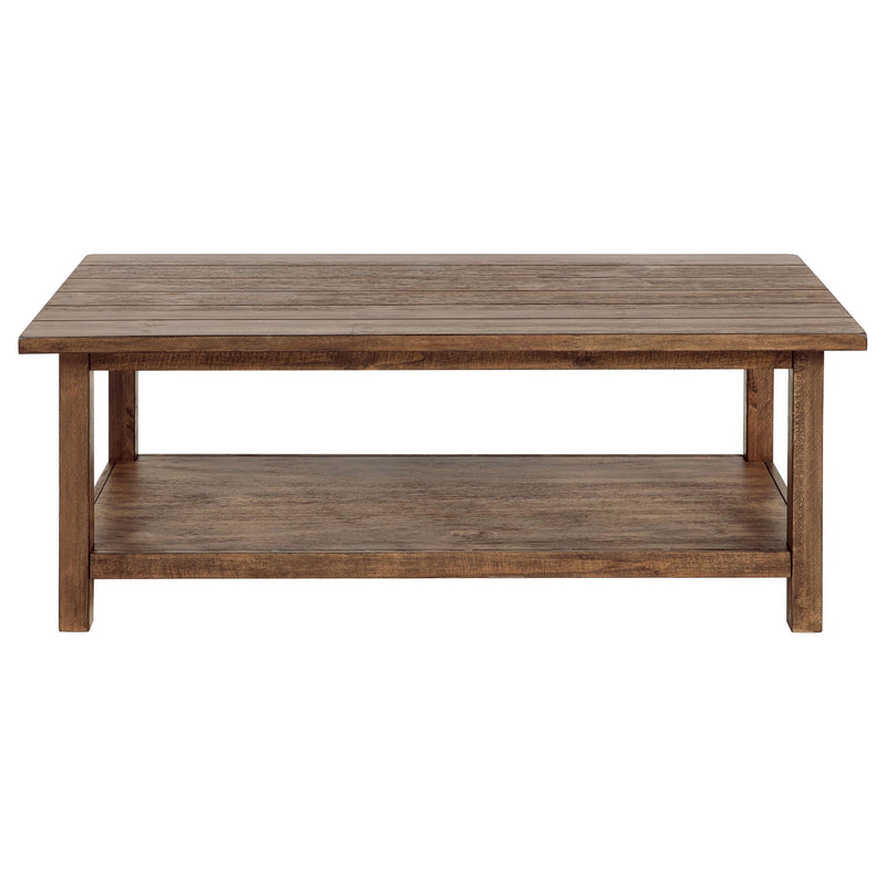 Coaster Furniture Payne 710548 Wood Coffee Table with Shelf - Distressed Brown IMAGE 2