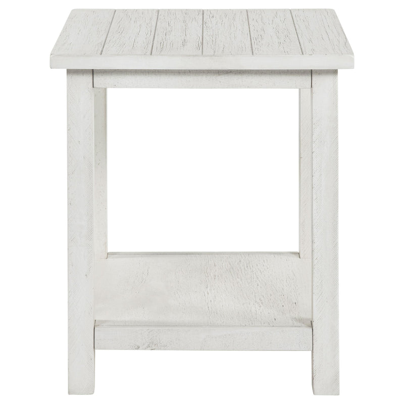 Coaster Furniture Payne 710556 Wood End Table with Shelf - Distressed White IMAGE 3