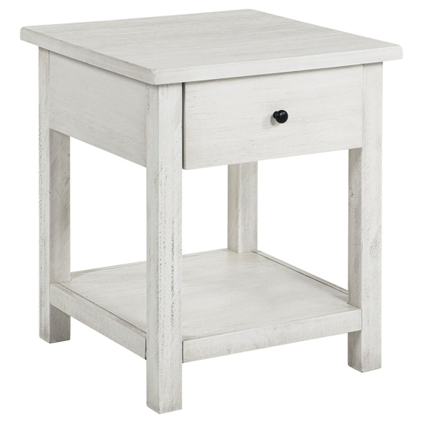 Coaster Furniture Payne 710557 1-drawer Wood End Table with Shelf - White IMAGE 1
