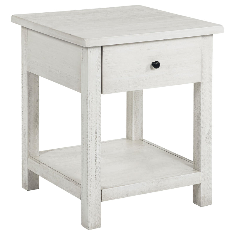 Coaster Furniture Payne 710557 1-drawer Wood End Table with Shelf - White IMAGE 1