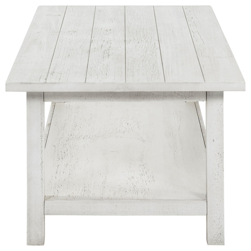 Coaster Furniture Payne 710558 Wood Coffee Table with Shelf - Distressed White IMAGE 3