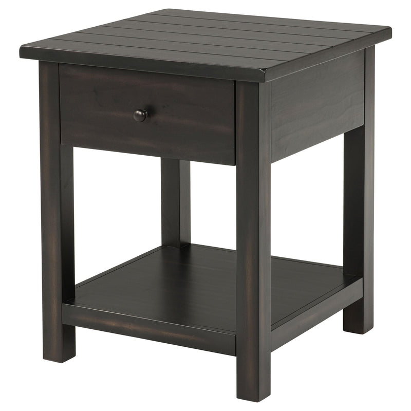 Coaster Furniture Payne 710567 1-Drawer Wood End Table with Shelf - Distressed Java IMAGE 4