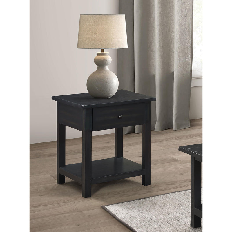 Coaster Furniture Payne 710567 1-Drawer Wood End Table with Shelf - Distressed Java IMAGE 8