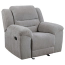 Coaster Furniture Gilson 602553 Chenille Upholstered Glider Recliner Chair Grey IMAGE 1