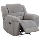 Coaster Furniture Gilson 602553 Chenille Upholstered Glider Recliner Chair Grey IMAGE 4