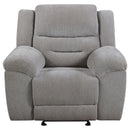 Coaster Furniture Gilson 602553 Chenille Upholstered Glider Recliner Chair Grey IMAGE 5