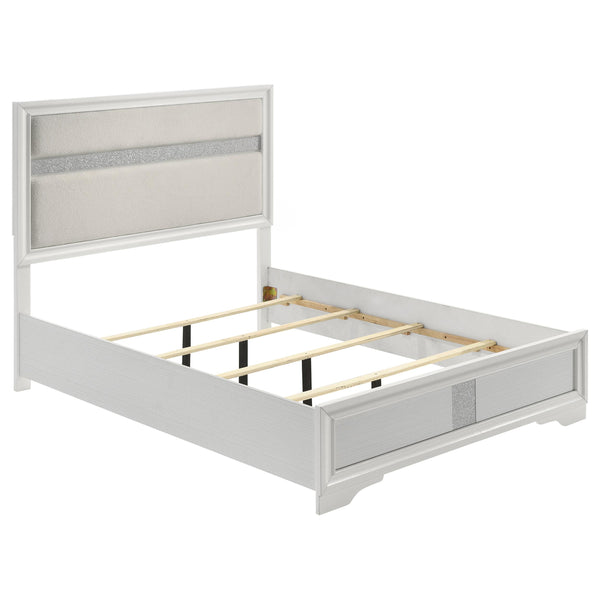 Coaster Furniture Miranda 205110Q 54-inch Upholstered Queen Panel Bed - White IMAGE 1