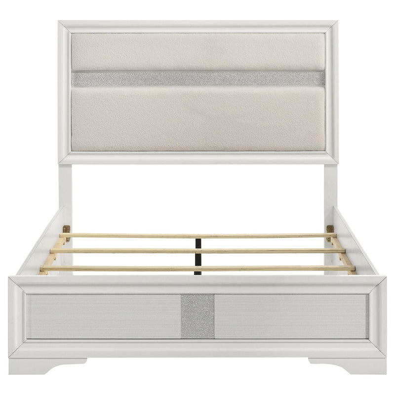 Coaster Furniture Miranda 205110Q 54-inch Upholstered Queen Panel Bed - White IMAGE 4