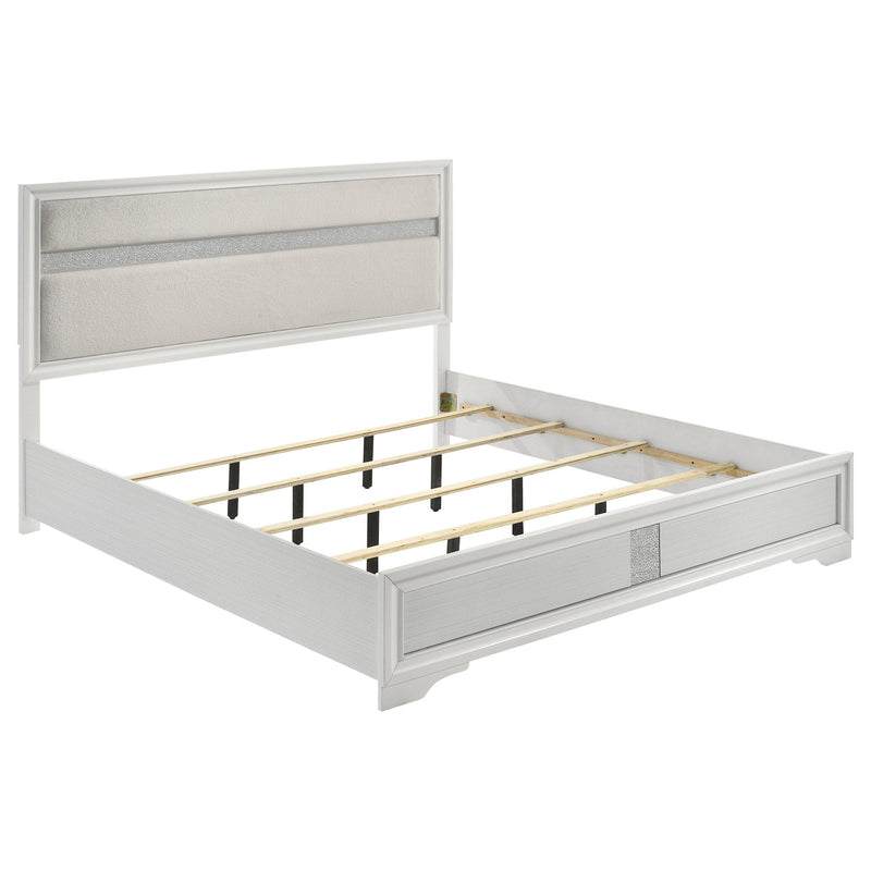 Coaster Furniture Miranda 205110KW 54-inch Upholstered California King Panel Bed - White IMAGE 1