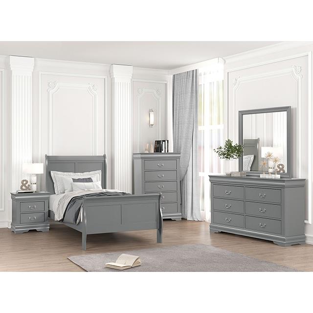  Furniture of America Louis Philippe FM7866GY-T Twin Bed IMAGE 2