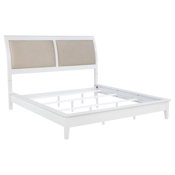 Coaster Furniture Bexhill 223471KE 56-inch Upholstered King Panel Bed - White IMAGE 1