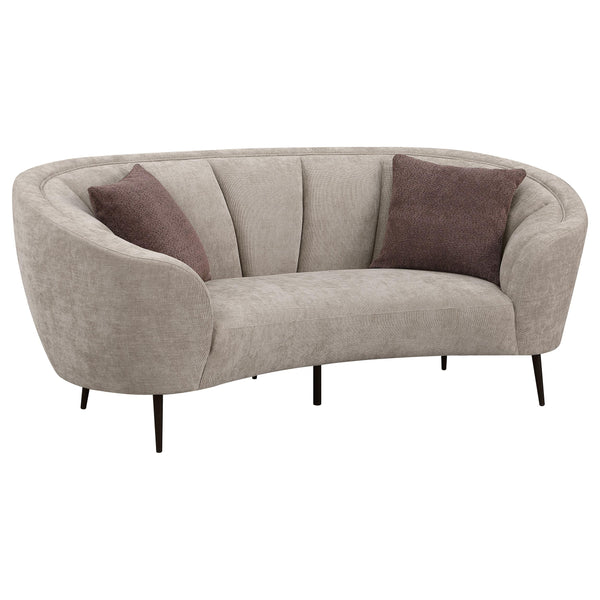 Coaster Furniture Ellorie 504838 Upholstered Channel Back Curved Loveseat - Beige IMAGE 1